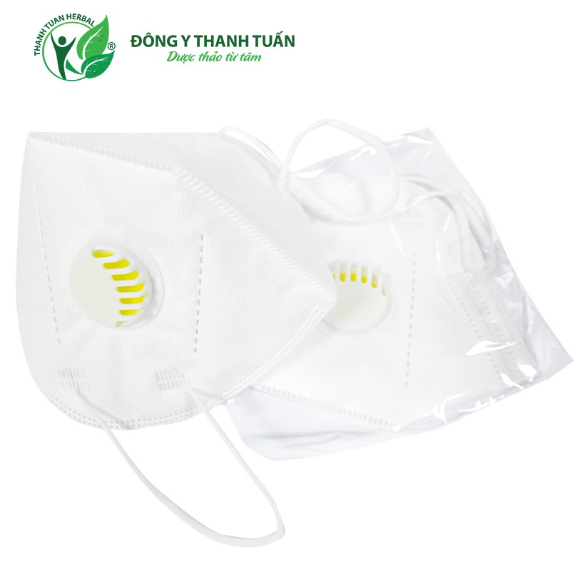 Khẩu trang VNN95 có van thở, kháng khuẩn, chống bụi siêu mịn PM2.5, màu trắng, chứng nhận CE, FDA