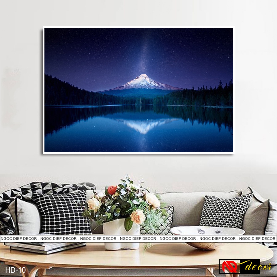 Tranh treo tường decor trang trí phòng ngủ phong cảnh núi nhật bản hiện đại số hoá đẹp nghệ thuật chất canvas P36