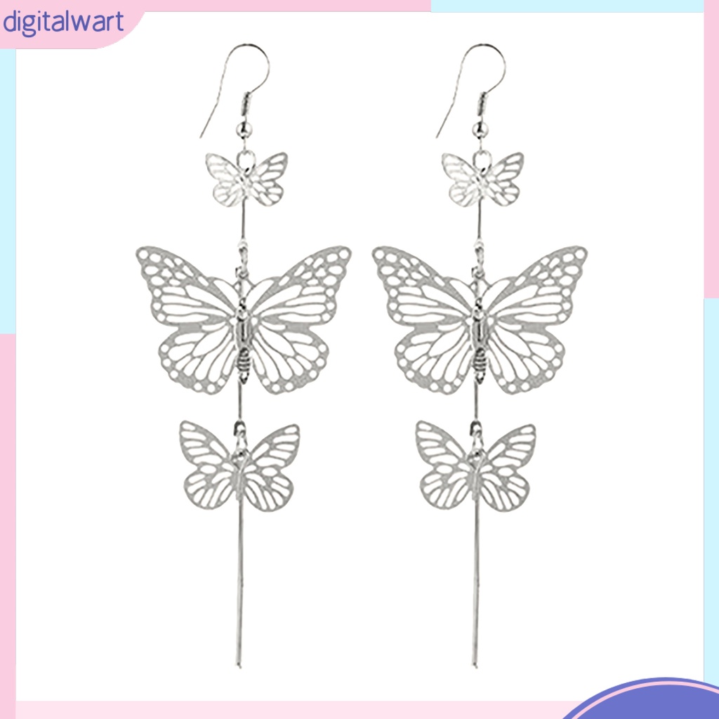 Cặp khuyên tai dài hình bướm mạ vàng/bạc cá tính dành cho nữ
