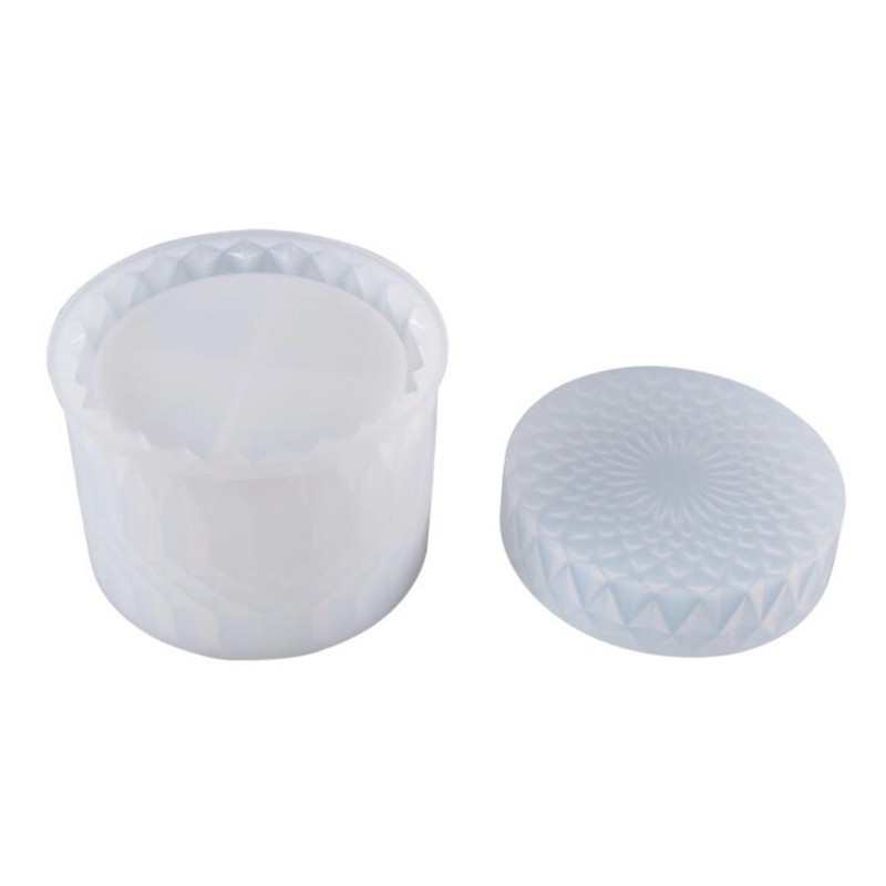 1 Set Diy Craft Decor Crystal Epoxy Resin Mold Round Storage Box Silicone Mold