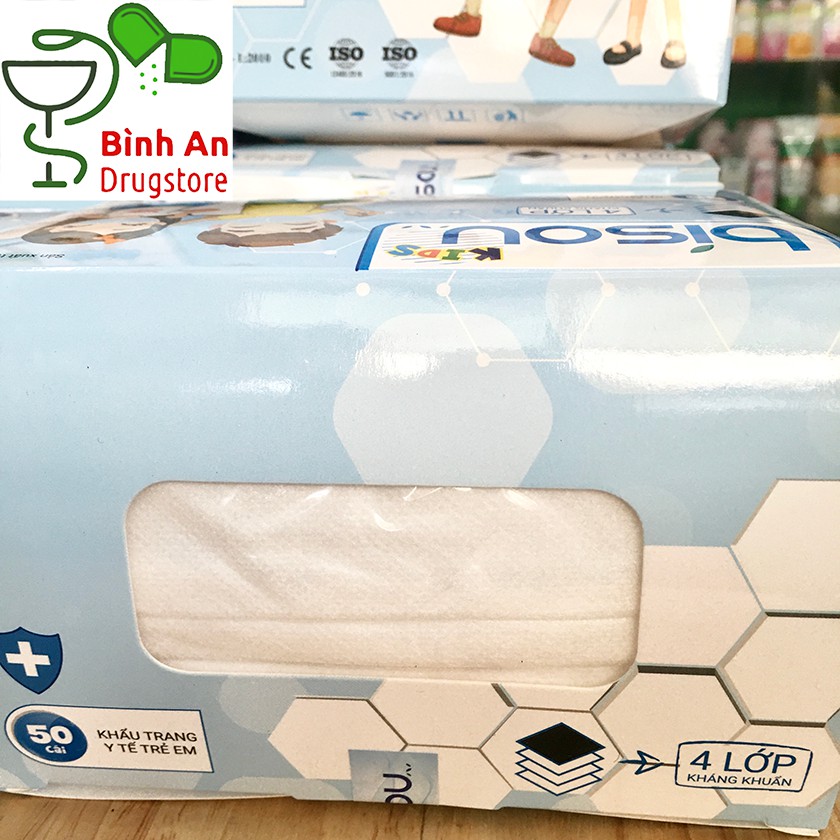 [CHÍNH HÃNG] KHẨU TRANG Y TẾ 4 LỚP KHÁNG KHUẨN BISOU TRẺ EM - Hộp 50 cái chia 5 bịch | BigBuy360 - bigbuy360.vn