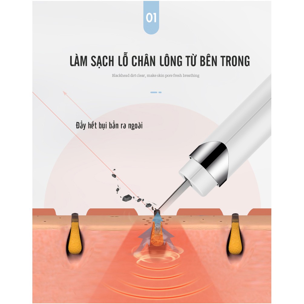 Máy đẩy tế bào chêt, đẩy mụn đầu đen , tẩy da chết KSKIN KD8023. Sử dụng sóng siêu âm làm sạch mụn và mụn đầu đen