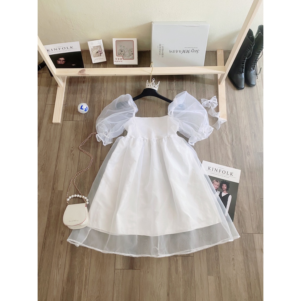 Váy Nữ Cộc Tay Cổ Vuông Babydoll Tay Bồng Dáng Xòe Tiểu Thư Hàn Quốc Ulzzang Mã 302 | BigBuy360 - bigbuy360.vn