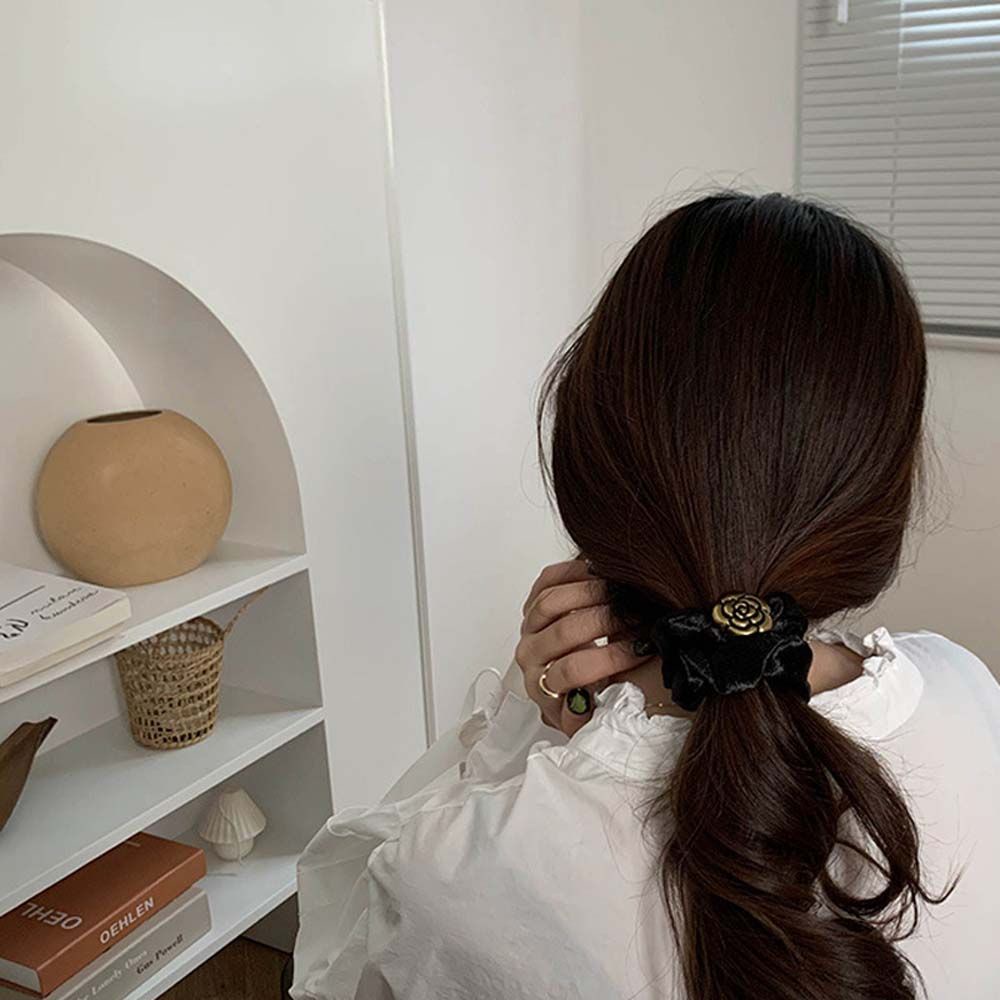 Dây buộc tóc satin co giãn màu trắng sang trọng đơn giản phong cách Hàn Quốc đáng yêu