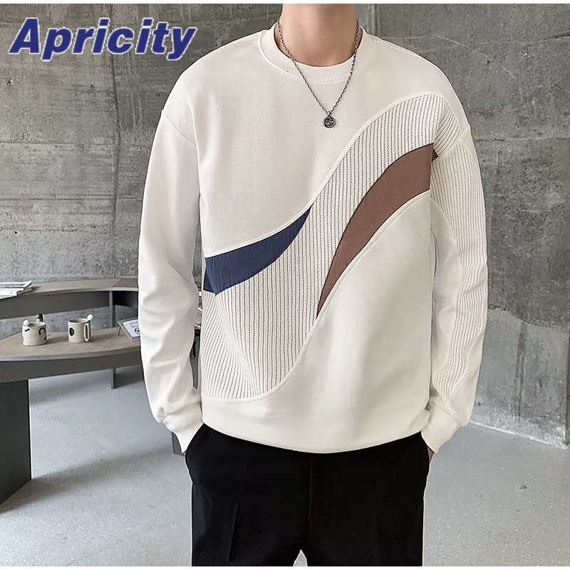 Aprilicity Áo Nỉ Nam Dài Tay Cổ Tròn Thời Trang Hàn