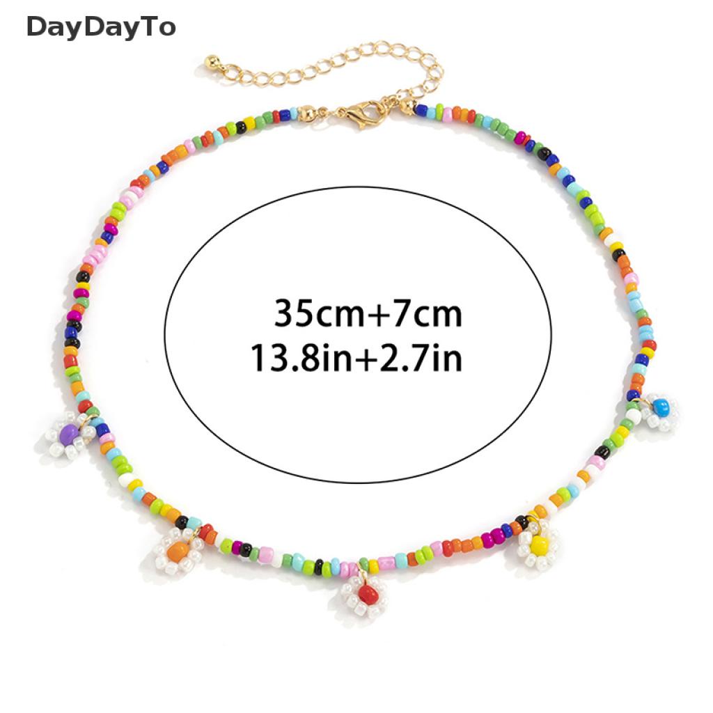Vòng Cổ Choker Xỏ Hạt Thủ Công Hình Hoa Cúc Phong Cách Bohemian Dành Cho Nữ