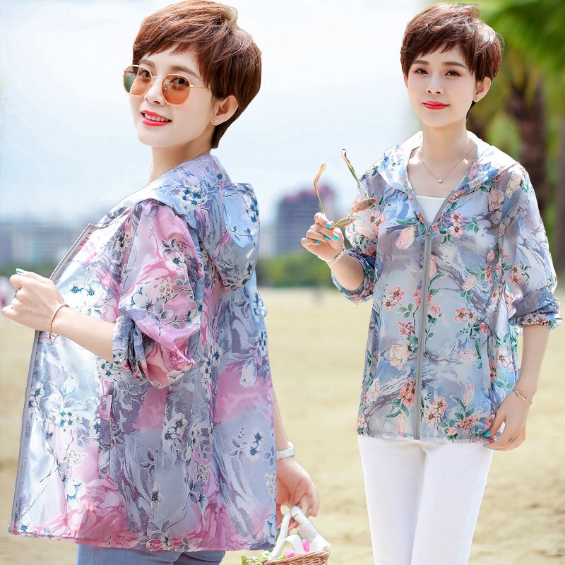 Áo Khoác Chống Nắng Tay Dài Dáng Rộng Thoáng Khí Thời Trang Mùa Hè Cho Nữ Trung Niên