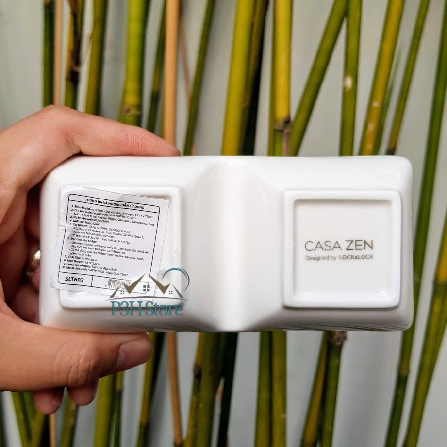 Set 2 đĩa gia vị , chén chấm sứ 2 ngăn Lock&amp;Lock Casa Zen SLT602