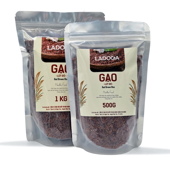 Gạo lứt đỏ hữu cơ LADOGA đóng túi 500gam và 1000 gam