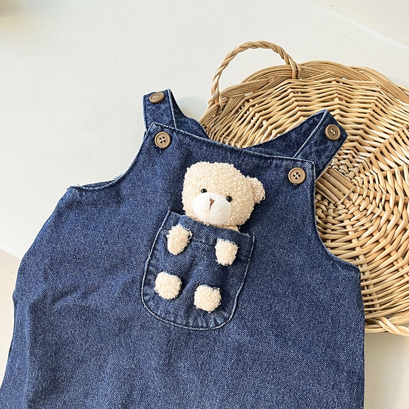 Quần Yếm denim Thời Trang Xuân Thu Xinh Xắn Dành Cho Bé