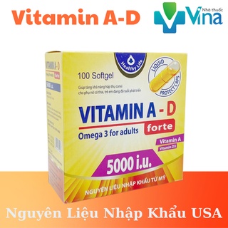 Viên Uống Vitamin A D Bổ Sung Vitamin Giảm Nguy Cơ Khô Mắt Mỏi Mắt Còi Xương Hỗ Trợ Đẹp Da Hộp 100 Viên