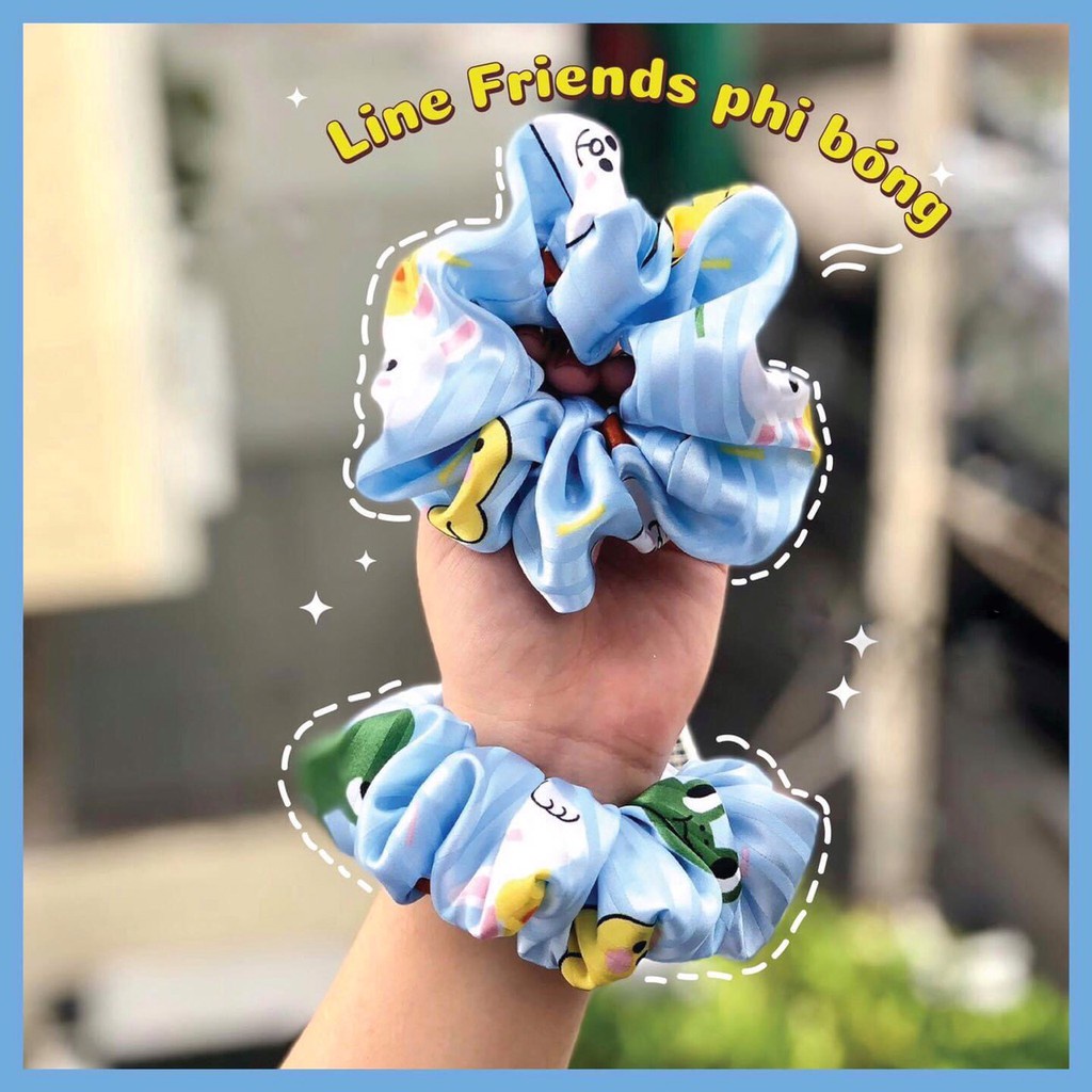 [Ảnh Thật] Dây buộc tóc Scrunchies satin LineFriendsScrunchie hoạ tiết Lụa