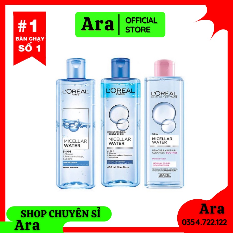 Nước tẩy trang Loreal Nước tẩy trang L'Oreal Paris 3-in-1 Micellar Water 400ml " Seoul Cosmetics 88 