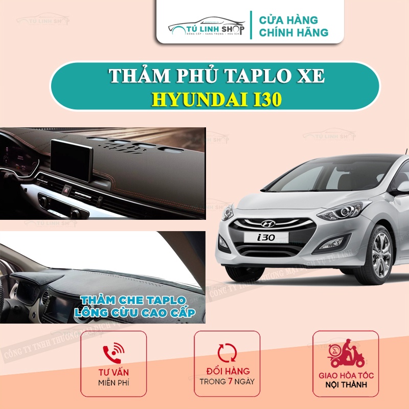 Thảm taplo Hyundai I30 bằng lông Cừu 3 lớp hoặc Da Cacbon