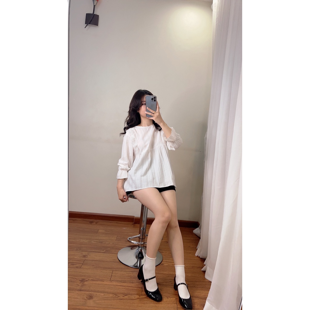 Áo baby doll trắng ulzzang viền ren bèo tiểu thư
