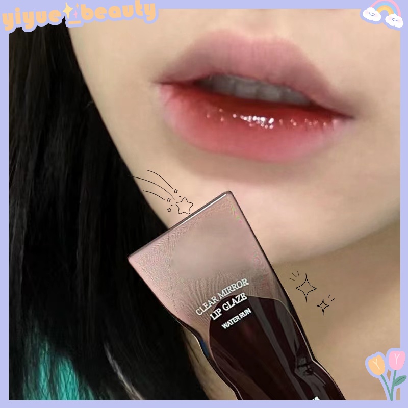 Pinkyfocus Son Bóng Hiệu Ứng Gương Màu Đen Nhẹ Lâu Trôi Không Dễ Phai Màu Trong Suốt Cho Nữ YR HB