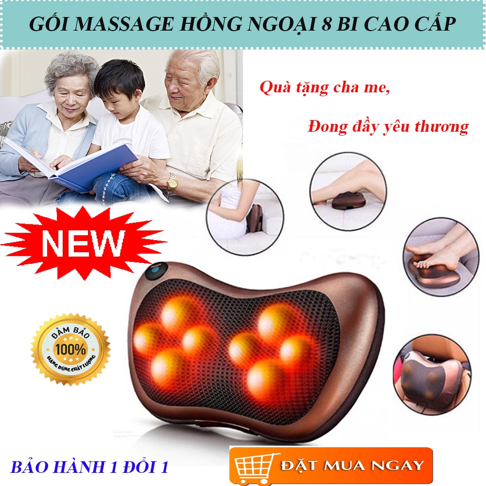 Gối Massage 8 Bi 2 Chiều Hồng Ngoại Đa Chức Năng Sử Dụng Toàn Thân, Giảm Đau Giảm Căng Thẳng Giải Trí Thư Giãn  PD0072