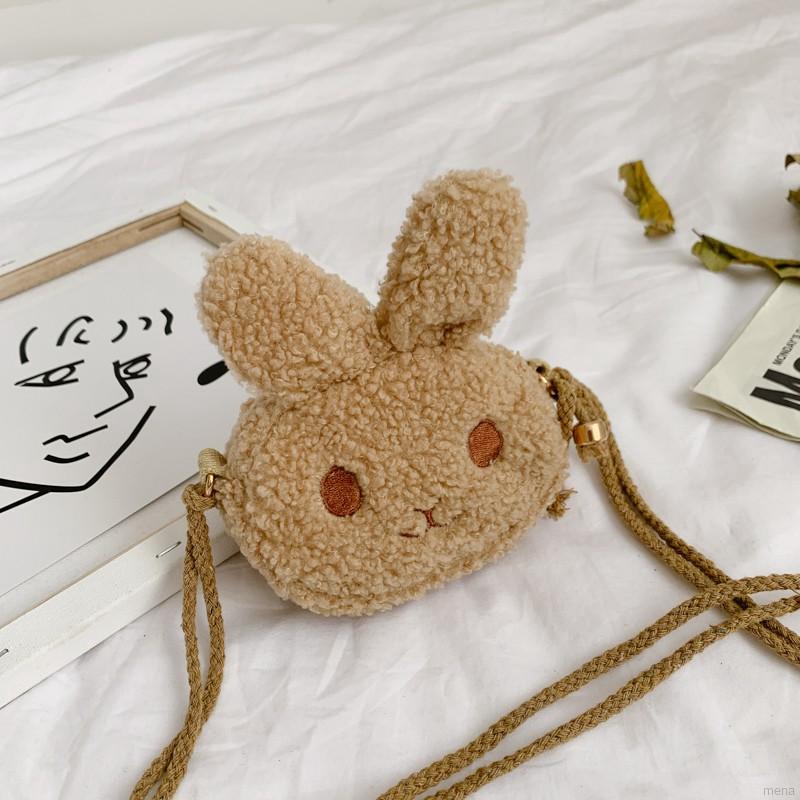 Túi xách đeo chéo phối vải lông kiểu chú thỏ thời trang dễ thương dành cho bé gái