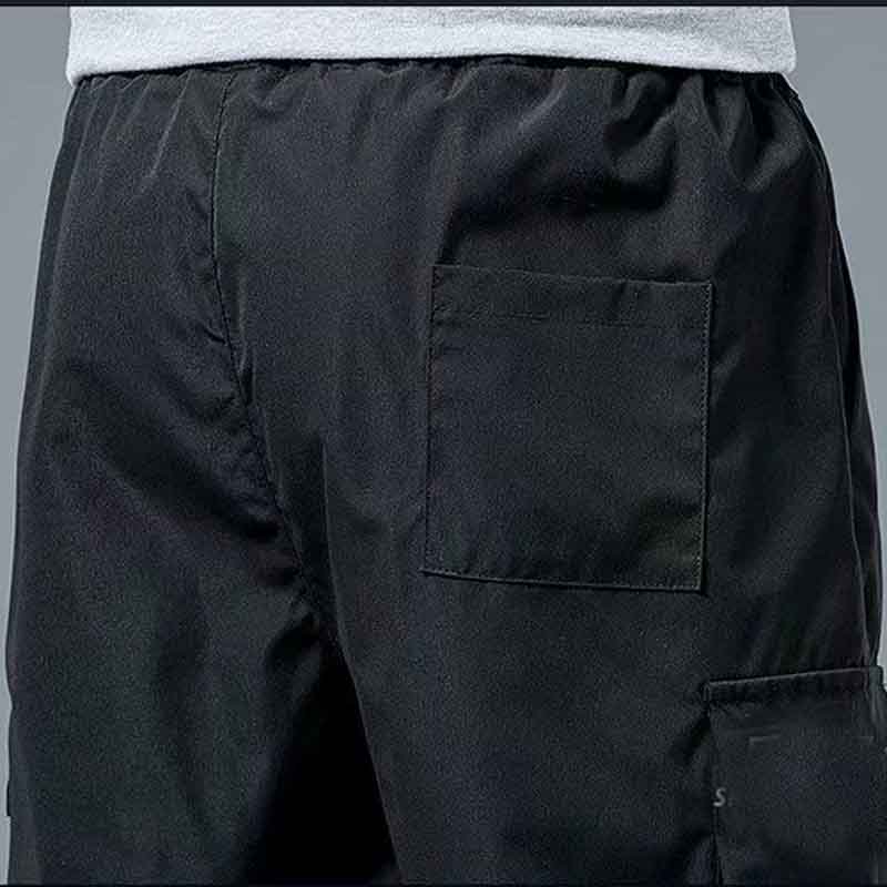 Quần Short Jogger Màu Đen Phối Nhiều Túi Phong Cách Hip Hop Cá Tính Cho Nam