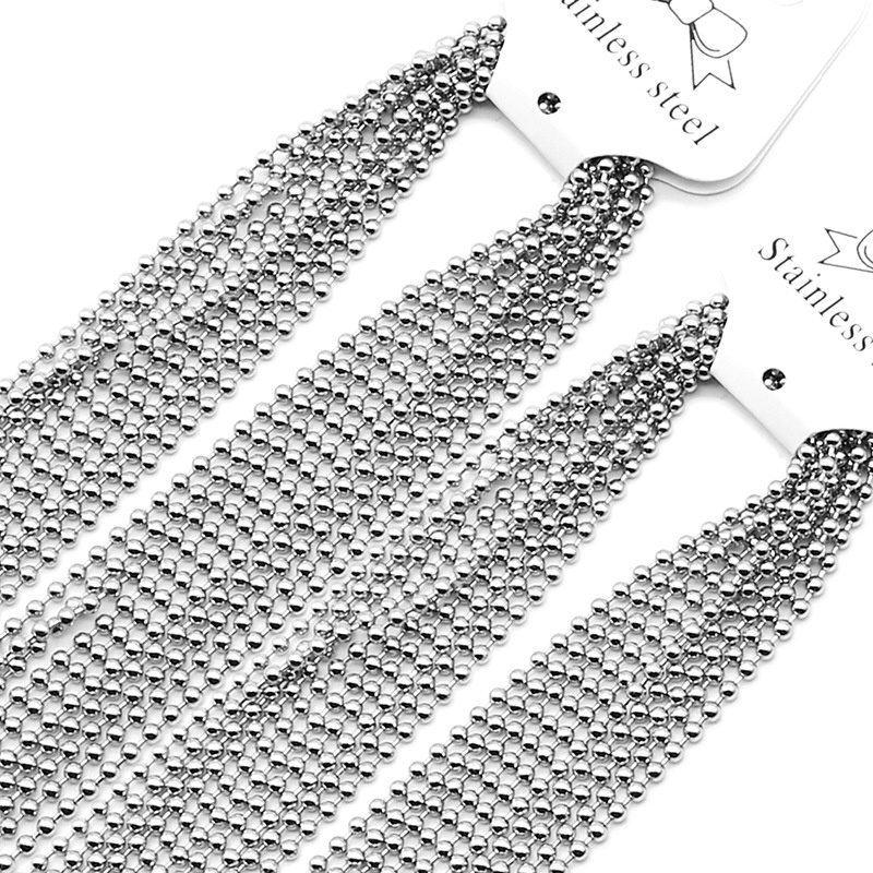 Set 10 Dây Chuyền Chuỗi Hạt Bằng Thép Không Gỉ diy Dành Cho Nam
