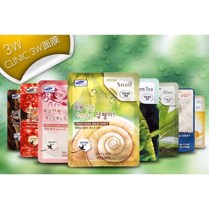 Mặt nạ giấy - Mask dưỡng trắng da dưỡng ẩm chiết xuất từ thiên nhiên 3W CLINIC Hàn Quốc 23ml