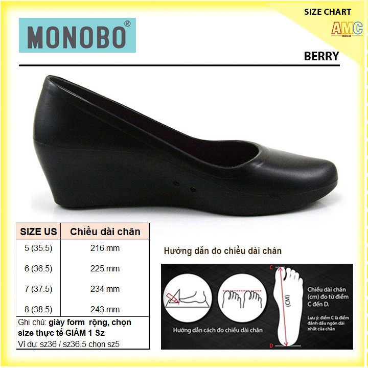 Giày Thái Lan nữ đế xuồng 5cm MONOBO