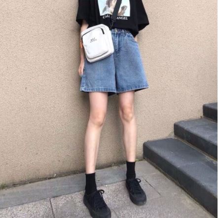 Quần short jean nữ ống rộng lưng cao 5 khuy siêu mềm mịn F62