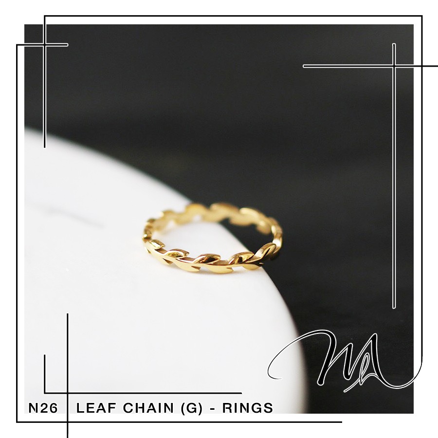 Nhẫn nam nữ Titan không gỉ mẫu lá cây độc đáo - Măng’s House N26