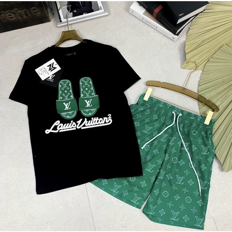 Đồ độ quần đùi áo cọc thời trang có hoạ tiết in logo, Bộ mùa hè phong cách giới trẻ cotton btshop từ 45 đến 75 kg