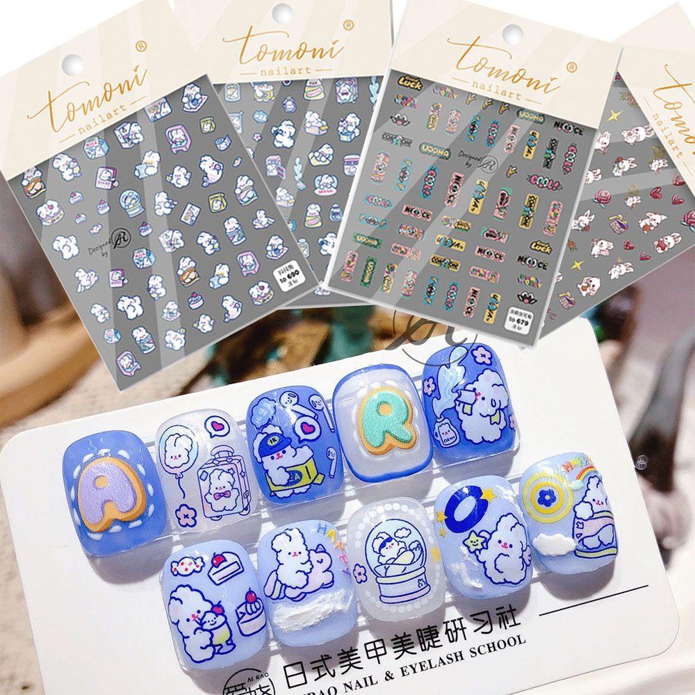 Miếng Dán Móng Tay Tự Dính Họa Tiết 5D Dễ Thương Sáng Tạo