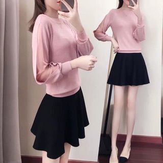 Áo len nhũ tay pha lưới