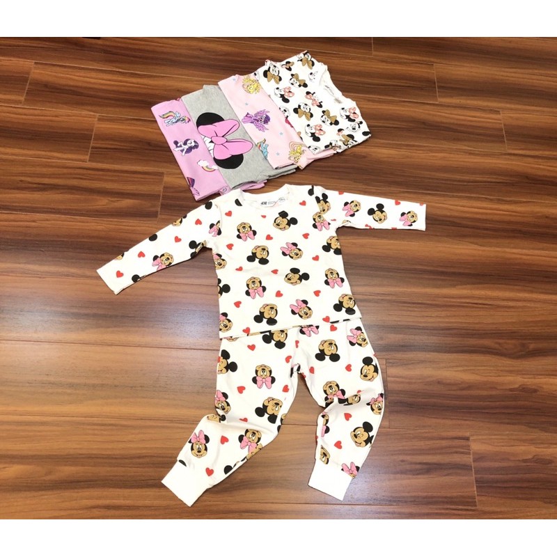 Bộ Đồ Dài Tay Cotton HM Bé Gái Mickey - Pony
