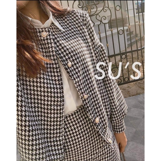 Set áo dạ kèm chân váy hoạ tiết zizac -Set dạ diện tết sang chảnh Chicclothes | BigBuy360 - bigbuy360.vn