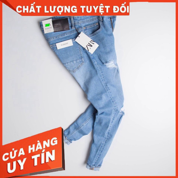 Quần Jean Nam rách Zara VNXK Jean co giãn