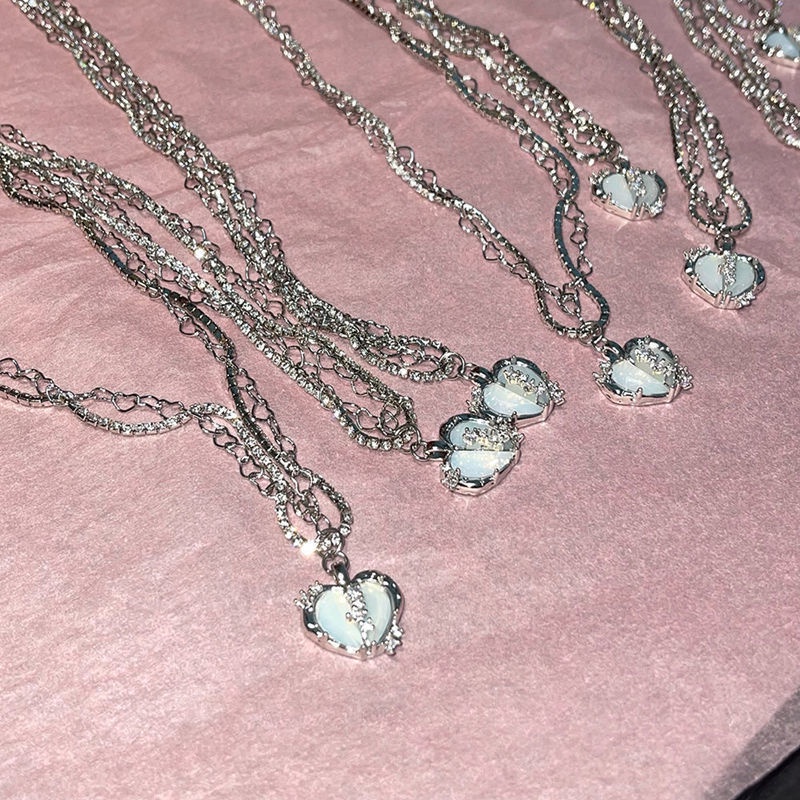 Vòng cổ Nhiều Lớp Mặt Trái Tim Đính Đá Zircon Thời Trang Cho Nữ