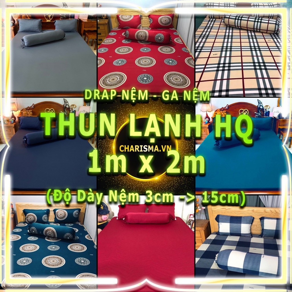 [1m] Drap Ga Nệm Thun Lạnh HQ Cực Kì Mịn Mát Bộ Ga Trải Giường Vỏ Gối Drap Nệm Grap Giường