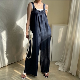 Jumpsuit ống rộng dún ngực dây rút sau - J056