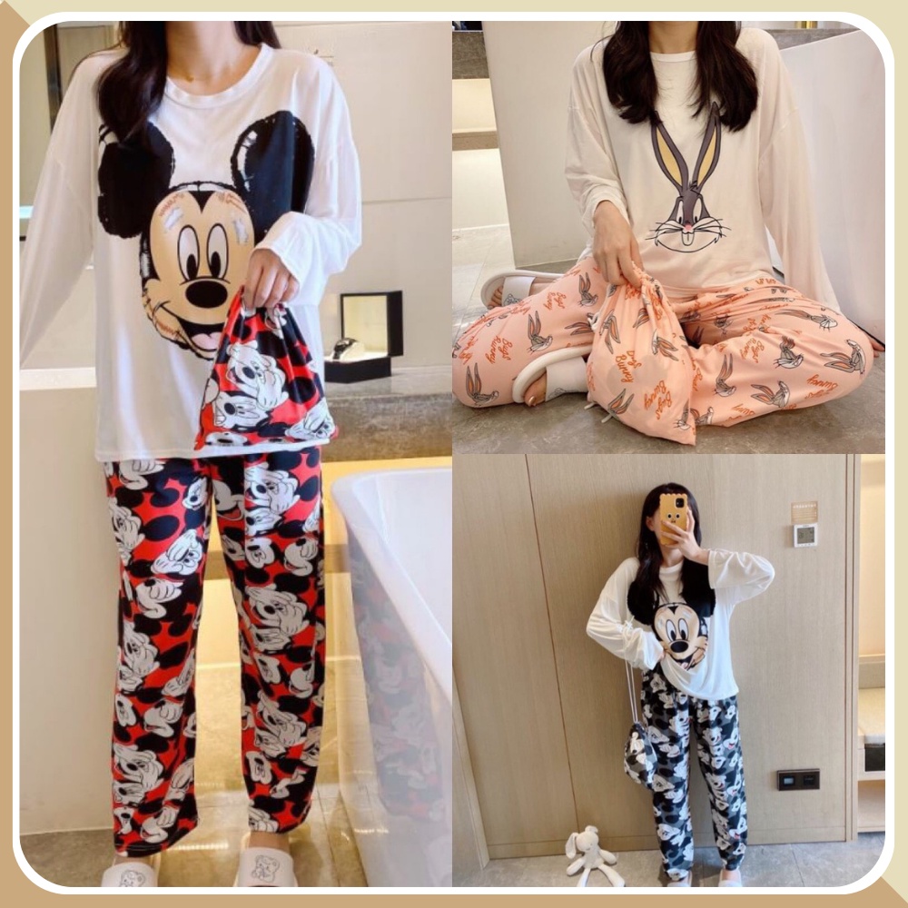 Đồ ngủ nữ pijama dễ thương, đồ bộ sau sinh cotton co giãn thoải mái Nogin - CT