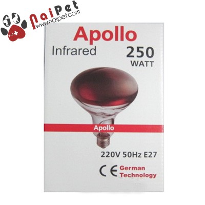 Bóng Đèn Hồng Ngoại Apollo 250W E27 - Công Nghệ Đức (Đèn úm cho cả gia súc, gia cầm)