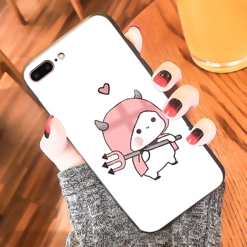 Ốp iphone kính cường lực Cặp đôi Thần chết dễ thương cho 6/7/8/plus/splus/x/xs/xr/xsmax/11/12/13/pro/promax/mini-k356