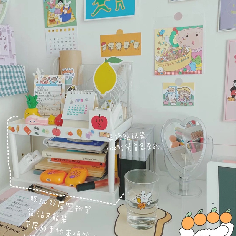 Kệ Để Bàn Hai Tầng Đựng Mỹ Phẩm / Văn Phòng Phẩm Ký Túc Xá Tiện Dụng