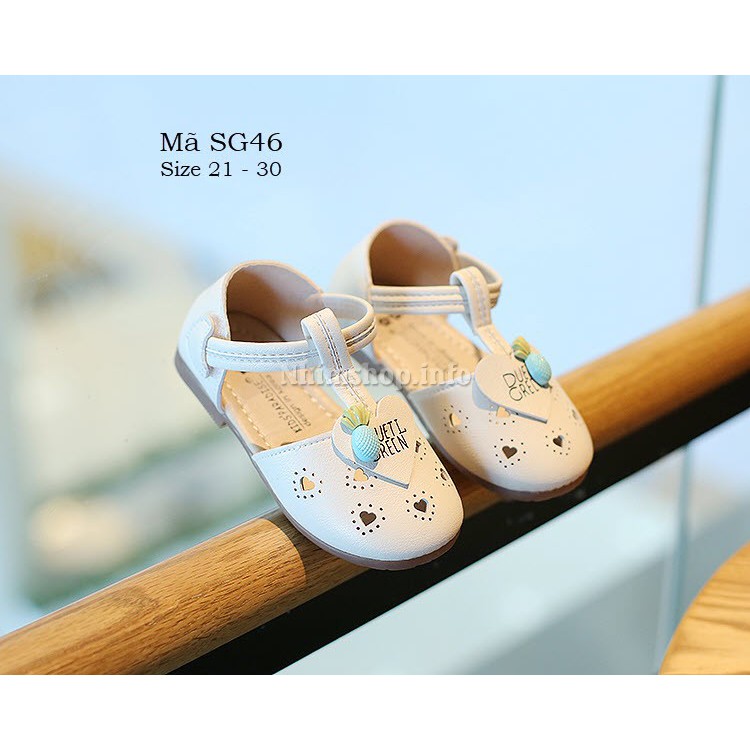 Giày sandal bé gái kiểu búp bê màu trắng tiểu thư xinh xắn cho bé 1 - 5 tuổi phong cách Hàn SG46