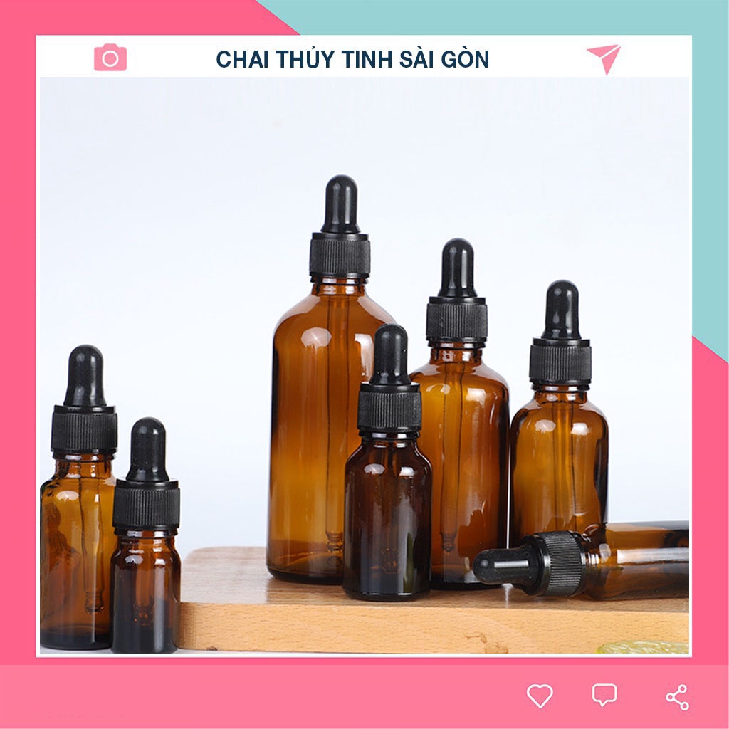 Chai chiết serum nắp bóp màu Nâu chuyên chiết mỹ phẩm