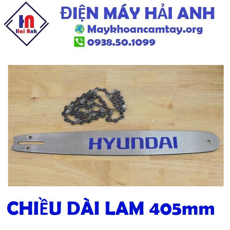 Máy cưa xích mini chạy điện Hyundai HCX405 chính hãng, lam 40cm, công suất 1500W mạnh mẽ, động cơ bền bỉ. BH 6 tháng