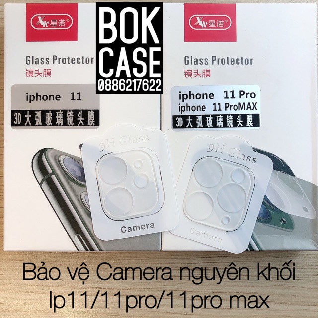 Kính bảo vệ Camera nguyên khối Iphone 11/ 11 Pro Max/12 Promax/12Pro (FULL HỘP)