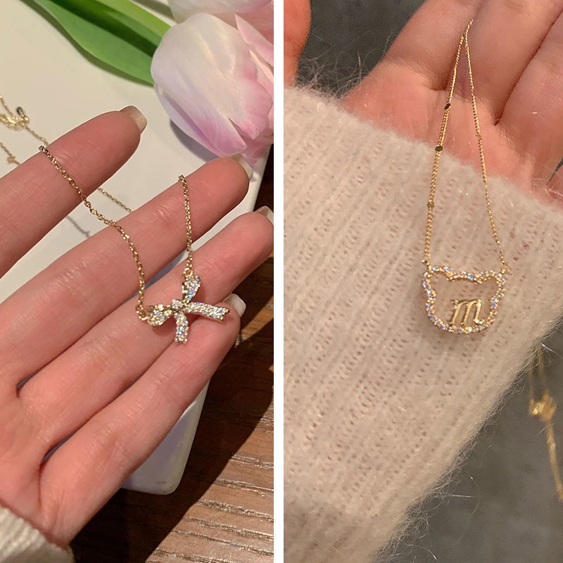 Vòng Cổ Đính Ngọc Trai Thắt Nơ Phong Cách ins Kiểu Dáng Mới Cho Nữ