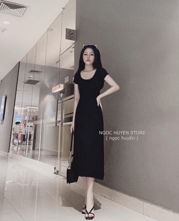 ĐẦM MAXI THUN CỔ U XẺ TÀ