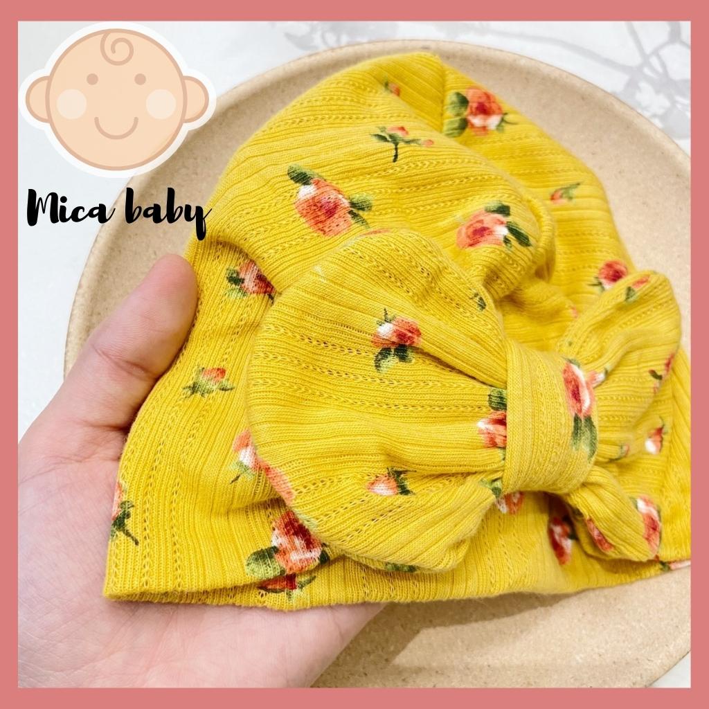 Mũ nón turban thắt nơ vàng hoa sao đỏ dễ thương cho bé Mica baby MTB81
