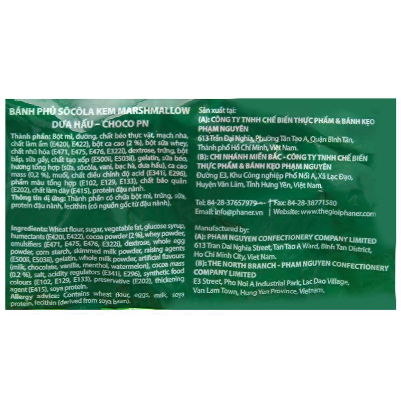BÁNH SOCOLA KEM VỊ DƯA HẤU MÁT LẠNH CHOCO PN GÓI 204G
