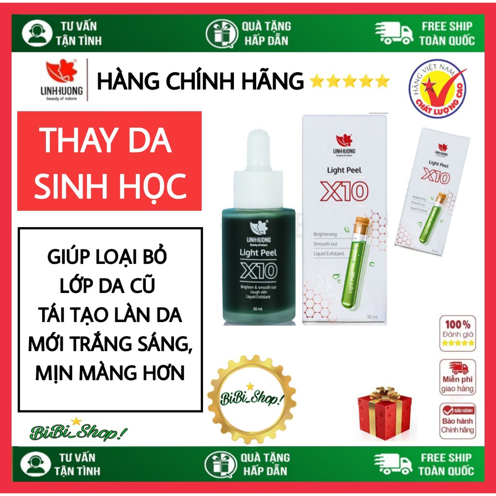 Thay Da Sinh Học Linh Hương, Peel Da,  Light Peel X10 làm trắng da, tái tạo làn da mới, thay da tại nhà